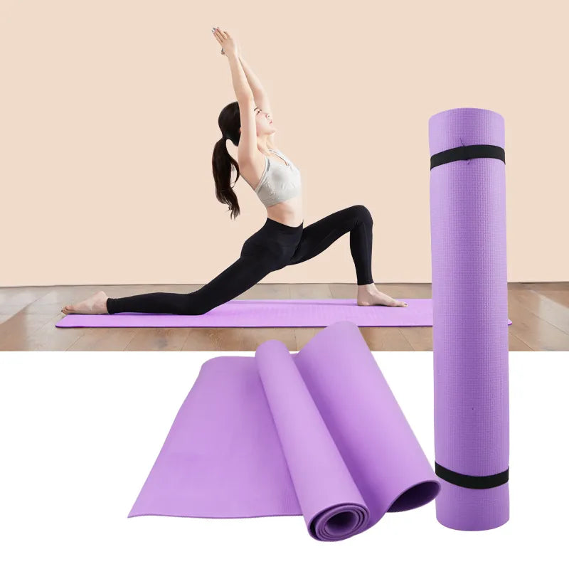 Non-slip exercise mat with a cushioned surface, ideal for yoga, Pilates, gymnastics, and other floor exercises. This mat provides comfort and stability during your workout.